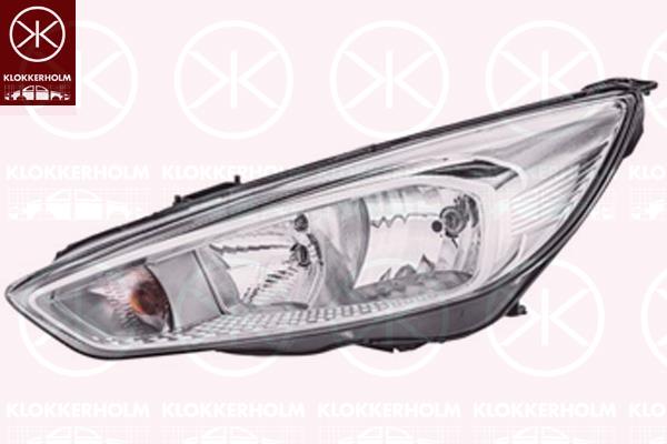 Headlight, Left, Illuminance [lx]: 17.5, H7, H15, with daytime running light, with motor for headlamp levelling, Varroc, 1866239 (FORD), 1939297 (FORD), 2060618 (FORD)