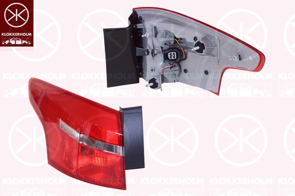 Tail Light Assembly, Left, P21/5W, P21W, with bulb holder, VARROC, 1 868 293 (FORD), 2 033 123 (FORD)