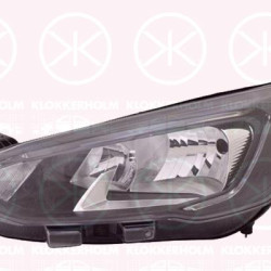 Headlight, H7/H1, Left, with daytime running light (LED), Optical Impression: black, with motor for headlamp levelling, Varroc, 2209687 (FORD), 2235507 (FORD), 2278784 (FORD), JX7B-13W030-CD (FORD), JX7B-13W030-CE (FORD)