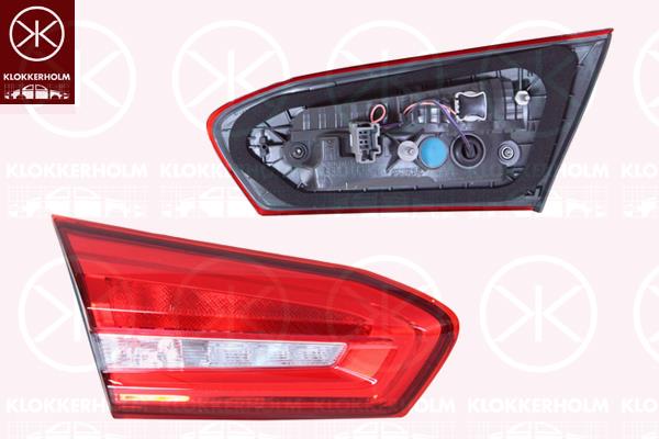 Tail Light Assembly, Right, Inner Section, Trim Level: Niveau 1, Varroc, 2194725 (FORD), 2339178 (FORD), 2374065 (FORD), JX7B-13A602-CC (FORD)