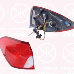 Tail Light Assembly, Left, Outer section, Trim Level: Niveau 1, with bulb holder, Varroc, 2213457 (FORD), 2329472 (FORD), 2373261 (FORD), 2525723 (FORD), 2603190 (FORD), JX7B-13405-ED (FORD)