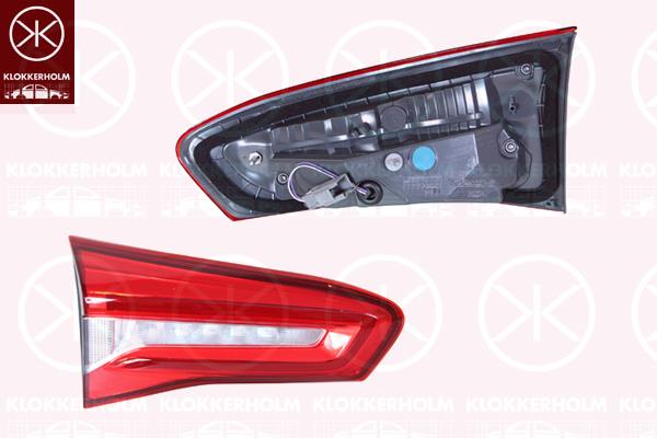 Tail Light Assembly, LED, Right, Inner Section, with bulb holder, Varroc, 2267304 (FORD), 2374068 (FORD), 2479067 (FORD), JX7B-13A602-HD (FORD)