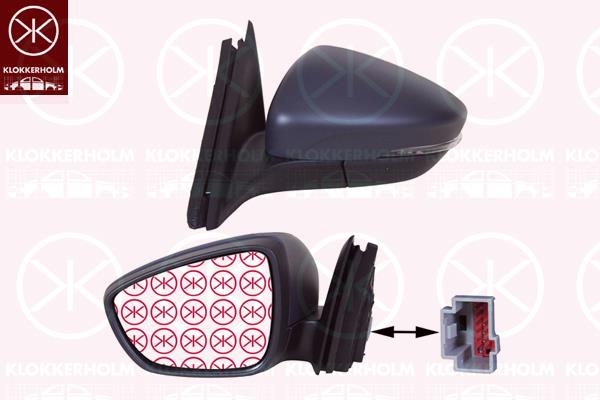 Exterior Mirror, for vehicles with drive assistance system, Left, Electronically foldable, Number of pins: 10, with reading light, with indicator, Heatable, Convex, w/primer, 2219815 (FORD), 2220569 (FORD), 2346936 (FORD), 2268200 (FORD), 2277154 (FORD), 2338095 (FORD), 2399453 (FORD), JX7B-17E715-KD (FORD), 2195787 (FORD)