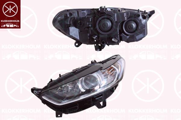 Headlight, Left, Illuminance [lx]: 12.5, H7, H15, with daytime running light, with motor for headlamp levelling, Valeo, 1 819 658 (FORD), 2 140 201 (FORD), 2284965 (FORD), 5 283 611 (FORD), DS73-13W030-AE (FORD)