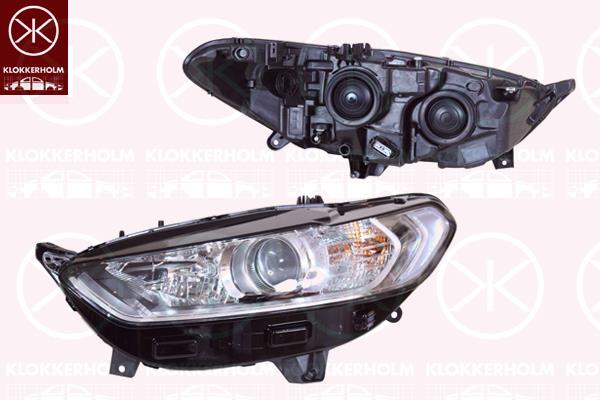 Headlight, Left, H7, H15, with daytime running light, with motor for headlamp levelling, Valeo, 2117319 (FORD), 2202215 (FORD), 2231554 (FORD), 2292058 (FORD), ES73-13W030-EC (FORD)