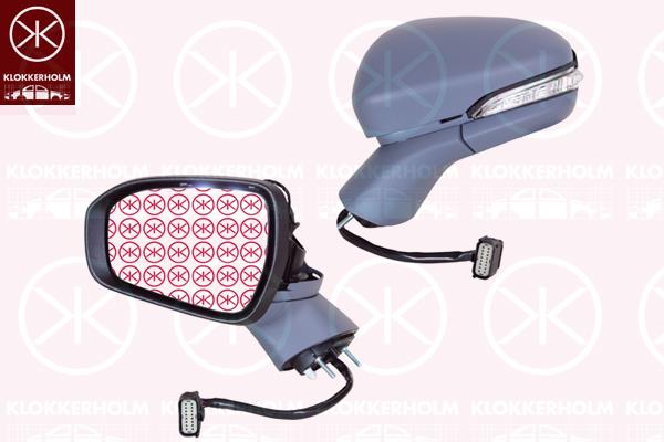 Exterior Mirror, Left, for vehicles with drive assistance system, for electric mirror adjustment, Number of pins: 16, with memory, Electronically foldable, with reading light, with indicator, Heatable, Aspherical, w/primer, 1 925 821 (FORD), 2004018 (FORD), 5 256 466 (FORD), 5 323 958 (FORD)