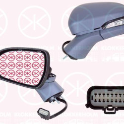 Exterior Mirror, Right, for electric mirror adjustment, Number of pins: 13, Electronically foldable, with memory, with reading light, with indicator, Heatable, Aspherical, w/primer, 5 220 438 (FORD), 2 004 011 (FORD), 2121168 (FORD), 5 323 946 (FORD)