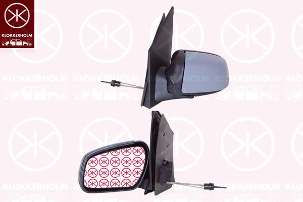 Exterior Mirror, Left, Control: cable pull, w/primer, Convex, 1209555 (FORD), 1219833 (FORD), 1250337 (FORD), 1353091 (FORD), 1452854 (FORD), 1444263 (FORD)