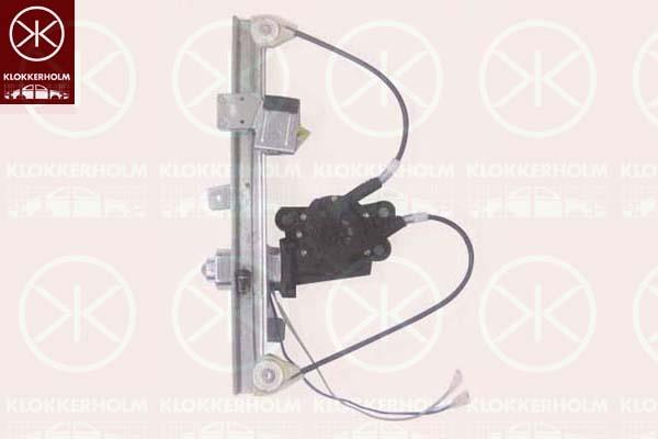 Window Regulator, 4-dr, Right Rear, with electric motor, Number of pins: 2, Electric, 1 447 359 (FORD), 1 528 042 (FORD), 1326189 (FORD)