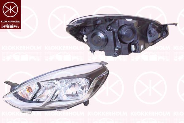 Headlight, Standard, Right, H7, H15, Model Year to: 2021, with motor for headlamp levelling, Varroc, 2108255 (FORD), 2439998 (FORD), 2460306 (FORD), 2549214 (FORD), H1BB-13W029-AG (FORD)