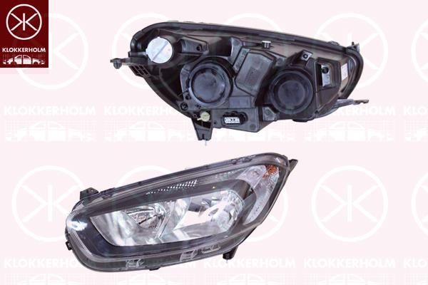 Headlight, Left, H7, H15, Housing Colour: black, with motor for headlamp levelling, 1833656 (FORD), 1833747 (FORD), 1840878 (FORD), 1845616 (FORD), 1848516 (FORD), 1856030 (FORD), 1864389 (FORD), 1867798 (FORD), 2071582 (FORD), 2269026 (FORD)