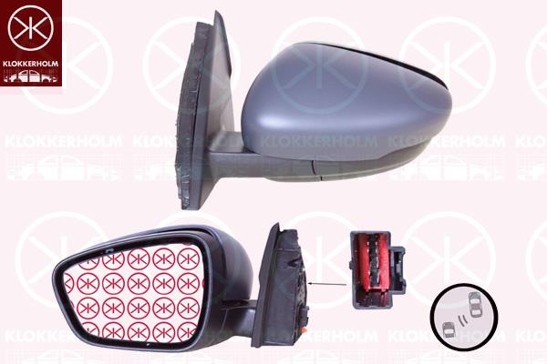 Exterior Mirror, Left, Heatable blind spot mirror, Electronically foldable, Number of pins: 11, with reading light, w/primer, Aspherical, Complete Mirror, 2461461 (FORD), 2462532 (FORD), 2462915 (FORD), 2535858, 2623994 (FORD), LV4B-17683-DC (FORD)