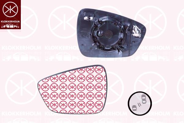 Mirror Glass, exterior mirror, Left, Heatable blind spot mirror, Aspherical, 2 461 487 (FORD), 2461487 (FORD), LV4B-17T675-BB (FORD)