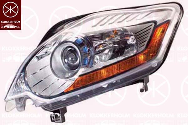 Headlight, Left, Illuminance [lx]: 37.5, Bi-Xenon, with dynamic bending light, with motor for headlamp levelling, without control unit for Xenon, D1S/H7, Hella, 1 590 743 (FORD), 8V41 13006 AE (FORD)