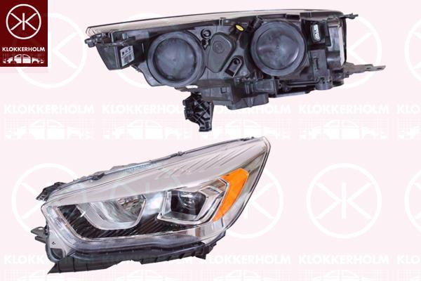 Headlight, Left, Trim Level: High level, Illuminance [lx]: 12.5, H7/H1, with motor for headlamp levelling, Valeo, 2069435 (FORD), GV41-13W030-CD (FORD)