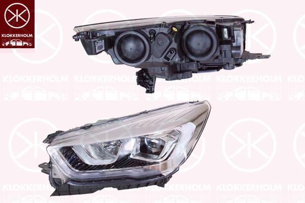 Headlight, Left, Trim Level: High level, Illuminance [lx]: 12.5, H7/H1, with motor for headlamp levelling, Valeo, 2207573 (FORD), 2314085 (FORD), 2361414 (FORD), GV41-13W030-CG (FORD)