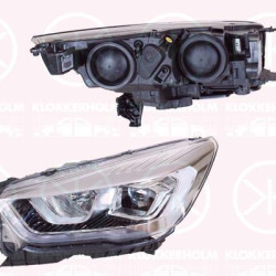 Headlight, Left, Trim Level: High level, Illuminance [lx]: 12.5, H7/H1, with motor for headlamp levelling, Valeo, 2207573 (FORD), 2314085 (FORD), 2361414 (FORD), GV41-13W030-CG (FORD)