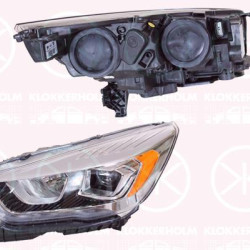 Headlight, Right, Trim Level: High level, Illuminance [lx]: 12.5, H7/H1, with motor for headlamp levelling, Valeo, 2069433 (FORD), GV41-13W029-CD (FORD)