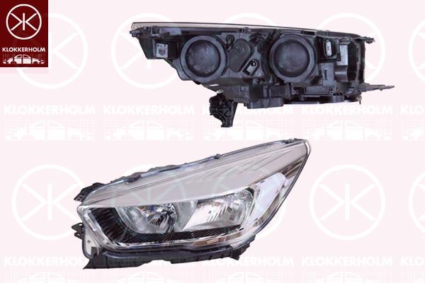 Headlight, Base, Left, Illuminance [lx]: 12.5, H7, H15, with motor for headlamp levelling, Valeo, 2207565 (FORD), 2339939 (FORD), 2370326 (FORD), GV41-13W030-AG (FORD)