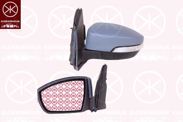 Exterior Mirror, Left, for electric mirror adjustment, Number of pins: 6, w/primer, Heatable, Aspherical, 1 830 460 (FORD), 1789662 (FORD), 1800919 (FORD), 1802247 (FORD), 1861301 (FORD), 1894121 (FORD), 2 002 202 (FORD), 2 107 675 (FORD), 2289806 (FORD), 2326051 (FORD), CV4417683BG (FORD)