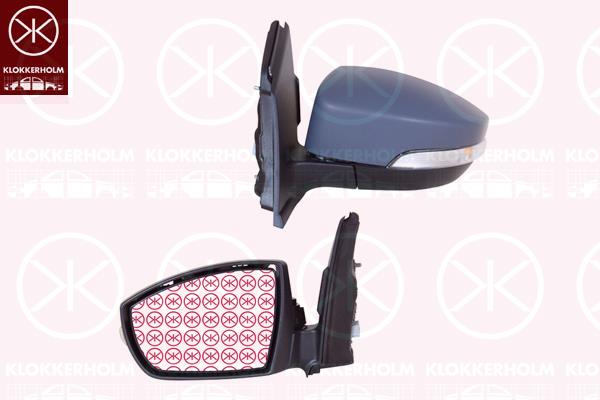 Exterior Mirror, for vehicles with blind spot assistant, Right, Electronically foldable, with reading light, Number of pins: 10, w/primer, Heatable, Aspherical, 1 802 243 (FORD), 1789658 (FORD), 1800915 (FORD), 1802243 (FORD), 1804560 (FORD), 1819484 (FORD), 1861298 (FORD), 1894113 (FORD), 2 002 188 (FORD), 2113454 (FORD), 2289794 (FORD), 2326070 (FORD), CV4417682DG (FORD)