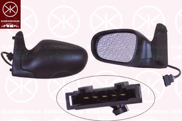 Exterior Mirror, for electric mirror adjustment, Convex, Heatable, Left, Number of pins: 5, Connector Shape: rectangular, 1 056 983 (FORD)