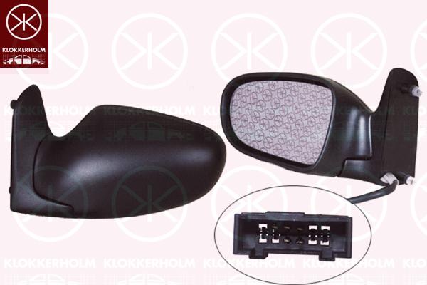 Exterior Mirror, for electric mirror adjustment, Convex, Heatable, Left, Connector Shape: angular, Number of pins: 5, 7 401 076 (FORD), 7M1 857 507F (VW), 7M1857507F (SEAT)