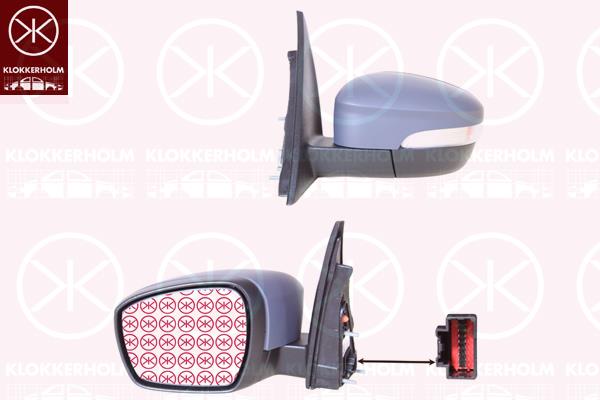 Exterior Mirror, Left, Light Function: with lane change warning light, with memory, Automatic dimming, Electronically foldable, for vehicles with coming home function, w/primer, Heatable, Aspherical, 1888227 (FORD), 1898054 (FORD), 1922742 (FORD), 1939917 (FORD), 2010414 (FORD), 2073028 (FORD), 2113521 (FORD), 2325389 (FORD), EM2B-17683-EH (FORD)