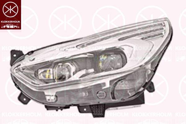 Headlight, Right, LED, with daytime running light (LED), Housing Colour: chrome, with control unit for dynamic bending light (AFS), Valeo, 1 903 191 (FORD), 1 909 849 (FORD), 1 920 923 (FORD), 1 921 537 (FORD), 2231997 (FORD), 2231999 (FORD), 2240979 (FORD), 2340053 (FORD), 2432388 (FORD), 2466637, 2466637 (FORD), EM2B-13W029-EH (FORD)