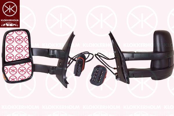 Exterior Mirror, Right, for electric mirror adjustment, Long mirror arm, with aerial, Connector Shape: rectangular, Number of pins: 8, Number of pins: 4, with indicator, Heatable, Convex, 0000003800425 (IVECO), 3800425 (IVECO), 504150550 (IVECO), 9010130R (IVECO)