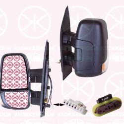 Exterior Mirror, Right, Short mirror arm, for electric mirror adjustment, Number of pins: 5, Number of pins: 2, with indicator, Heatable, Convex, 5801552553 (IVECO), 5802028037 (IVECO), 5802495909 (IVECO)