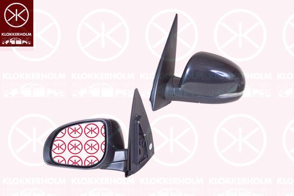 Exterior Mirror, Right, for electric mirror adjustment, with indicator, Heatable, Convex, black, 87620-0X500 (HYUNDAI)