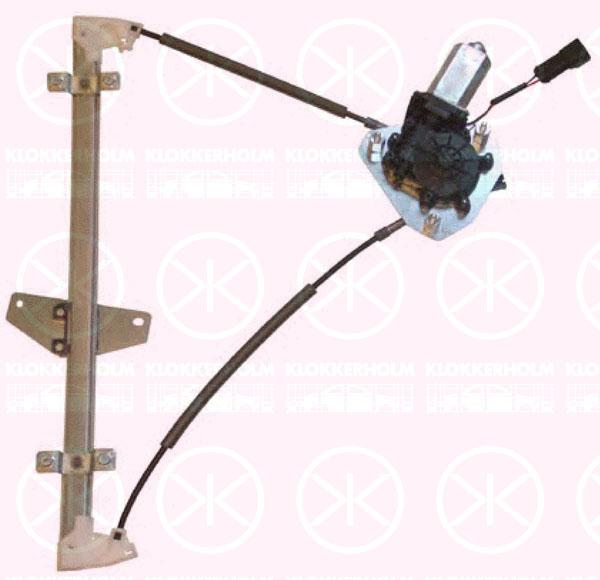 Window Regulator, 4-dr, with electric motor, Electric, Left Front, Number of pins: 2, 82403-0X010 (HYUNDAI), 98810-0X100 (HYUNDAI)