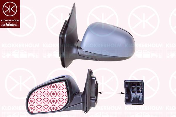 Exterior Mirror, Left, for electric mirror adjustment, Number of pins: 5, Heatable, Convex, w/primer, 87610-1J210 (HYUNDAI), 87610-4P210 (HYUNDAI)