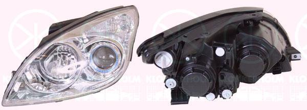 Headlight, H7/H1, with motor for headlamp levelling, Right, Illuminance [lx]: 12.5, Housing Colour: chrome, Vehicle Production Country: Republic of Korea (South Korea), 92102-2L020 (HYUNDAI), 92102-2L120 (HYUNDAI), 92104-2L020 (HYUNDAI), 92104-2L120 (HYUNDAI)