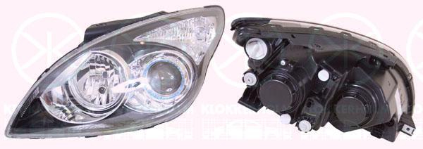 Headlight, H7/H1, with motor for headlamp levelling, Left, Illuminance [lx]: 12.5, Housing Colour: black, Vehicle Production Country: Czech Republic, 921012L520 (HYUNDAI), 92101-2R000 (HYUNDAI)