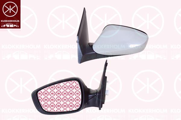 Exterior Mirror, Right, for electric mirror adjustment, Heatable, Number of pins: 5, w/primer, Convex, 87620-A6040 (HYUNDAI)