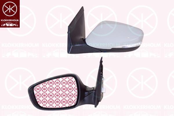 Exterior Mirror, Left, Electronically foldable, with indicator (LED), Number of pins: 8, Heatable, w/primer, Convex, 87610A6050 (HYUNDAI)