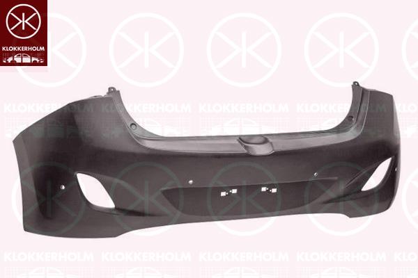 Bumper, Rear, with hole(s) for parking distance control, Number of bores: 4, black, 86610A 6010 (HYUNDAI)