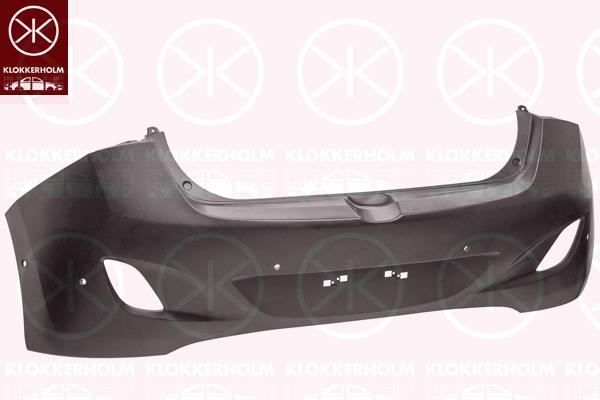 Bumper, Rear, with hole(s) for parking assistant system, Number of bores: 6, black, 86610A6610 (HYUNDAI)