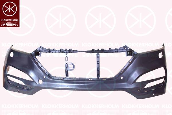 Bumper, Front, with hole(s) for washer nozzle, Smooth, black, 86540D7130 (HYUNDAI)