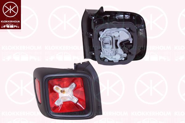 Tail Light Assembly, Left, Housing Colour: black, with bulb holder, AL, 0000051953121 (CHRYSTLE), 0000052060585 (CHRYSTLE), 0000052109469 (JEEP), 0000052109469 (CHRYSTLE), 51953121 (JEEP), 52060585 (JEEP)