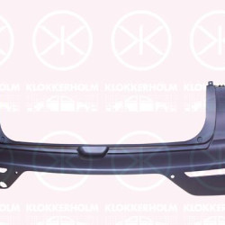 Bumper, w/primer, Rear, with hole(s) for parking distance control, 86611-G5010 (KIA)