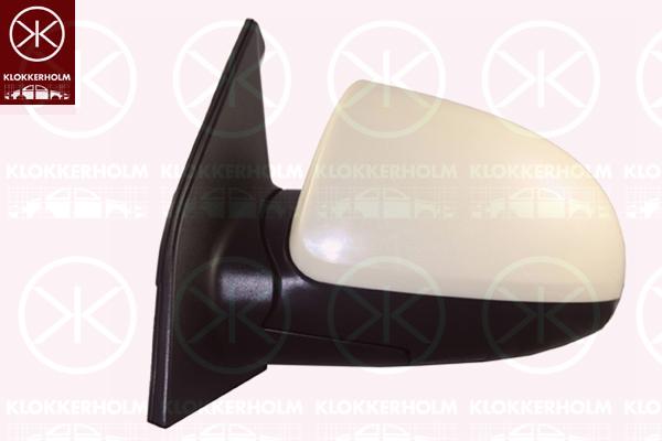 Exterior Mirror, Right, for electric mirror adjustment, Number of pins: 5, w/primer, Heatable, Convex, 87620 07198 (KIA)