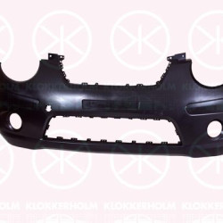 Bumper, Standard, Front, Model Year from: 2008, with hole(s) for fog lights, Smooth, black, 86511 07500 (KIA)