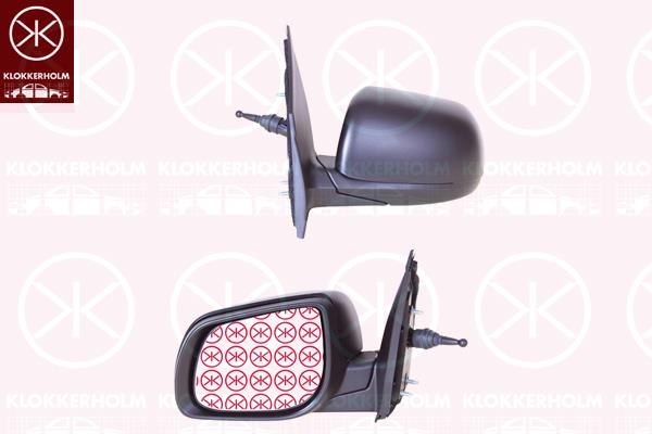 Exterior Mirror, Right, Control: cable pull, black, Grained, Convex, 87620 1Y610 (KIA)