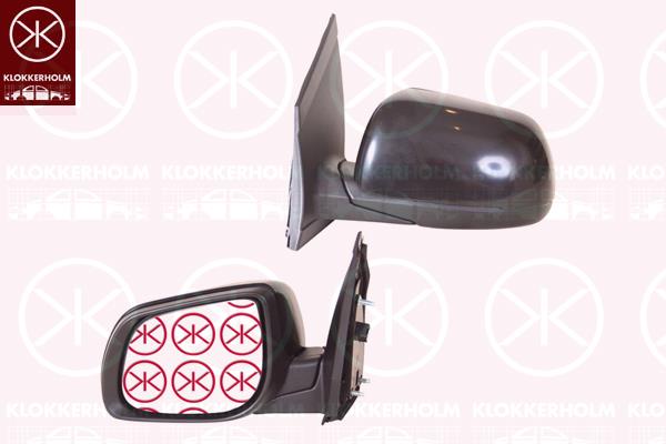 Exterior Mirror, Right, for electric mirror adjustment, w/primer, Heatable, Convex, Number of pins: 5, 876201Y310 (KIA), 876201Y390 (KIA)