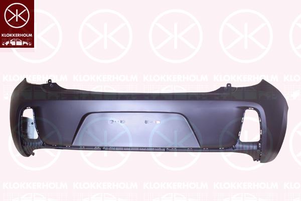 Bumper, Standard, with hole(s) for fog lights, Rear, black, 86611 1Y730 (KIA)