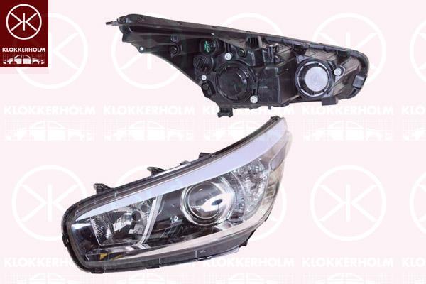 Headlight, Left, Illuminance [lx]: 12.5, H7/H7, Housing Colour: black, with motor for headlamp levelling, 92101A2010 (KIA), 92101-A2010 (KIA)