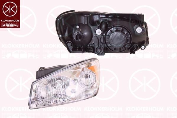 Headlight, H4, with motor for headlamp levelling, Right, Illuminance [lx]: 12.5, Housing Colour: chrome, 92102 2F020 (KIA)